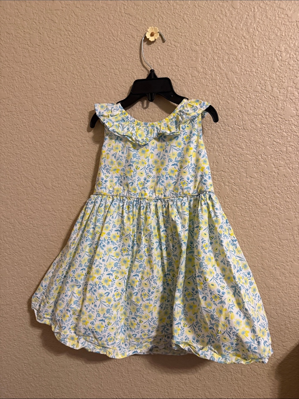 Tommy Bahama Yellow and Blue Floral Ruffle Neck Dress